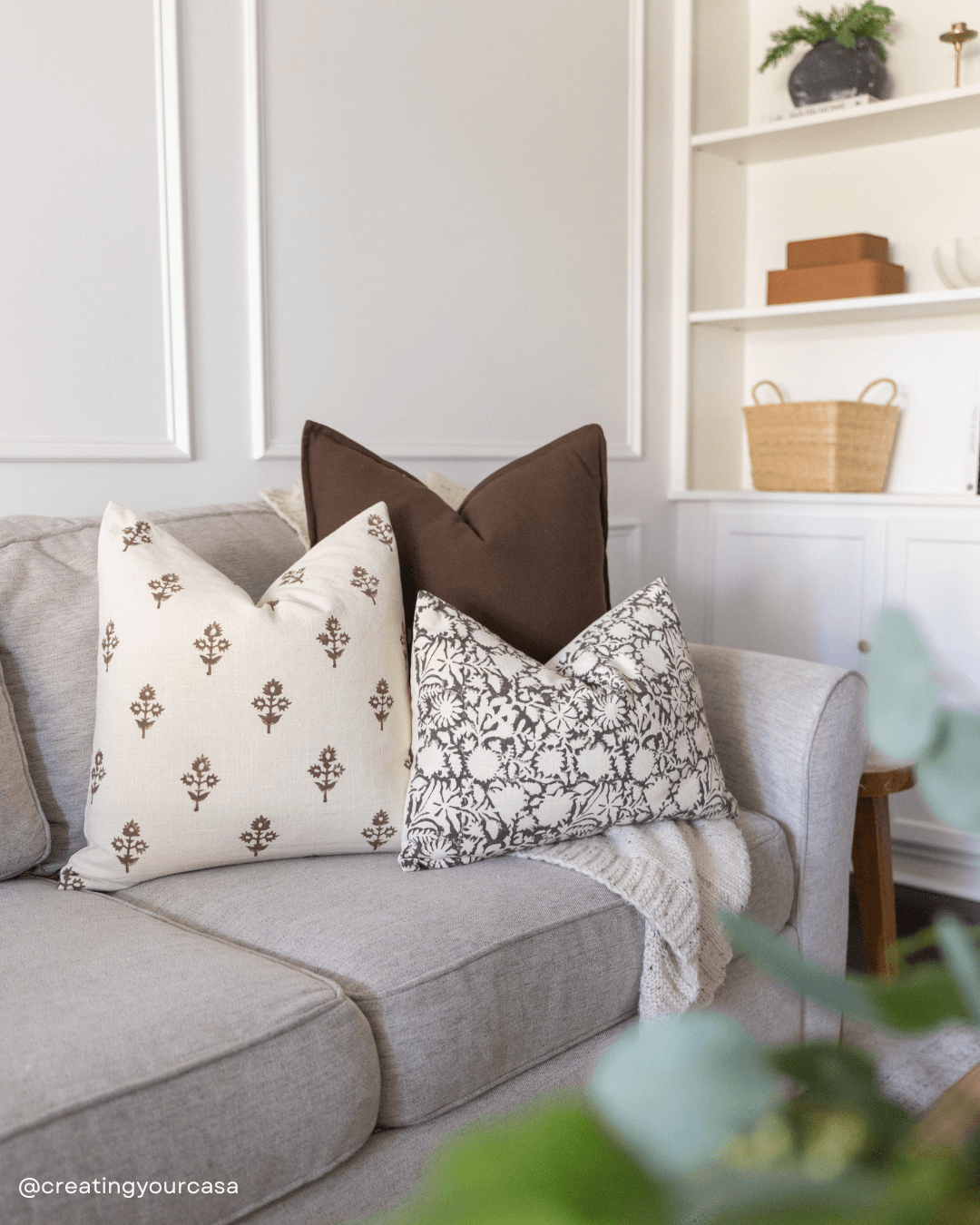 Mia Floral Block Printed Pillow Cover Brown Apartment No 3 mia-floral-block-printed-pillow-cover-brown-apartment-no-3