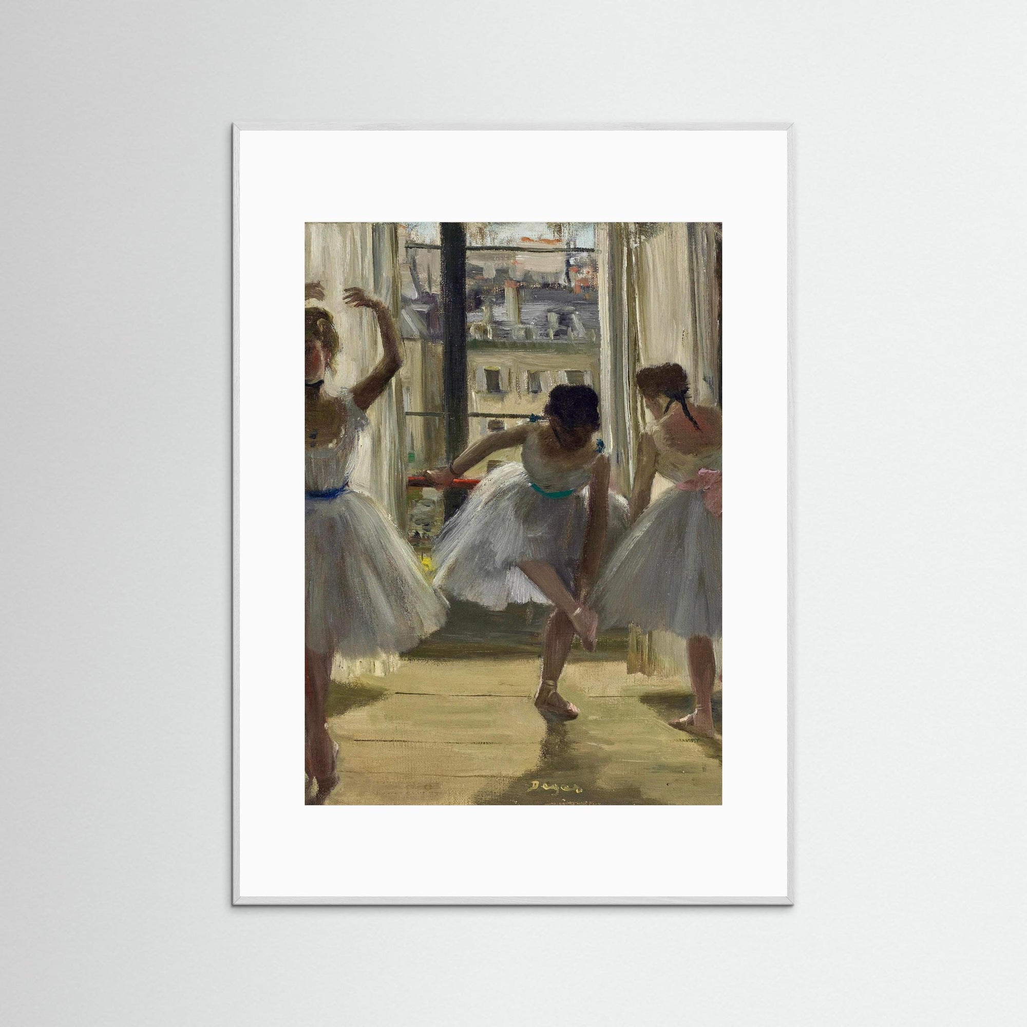 Three Dancers in an Exercise Hall by Edgas Degas White Wood White