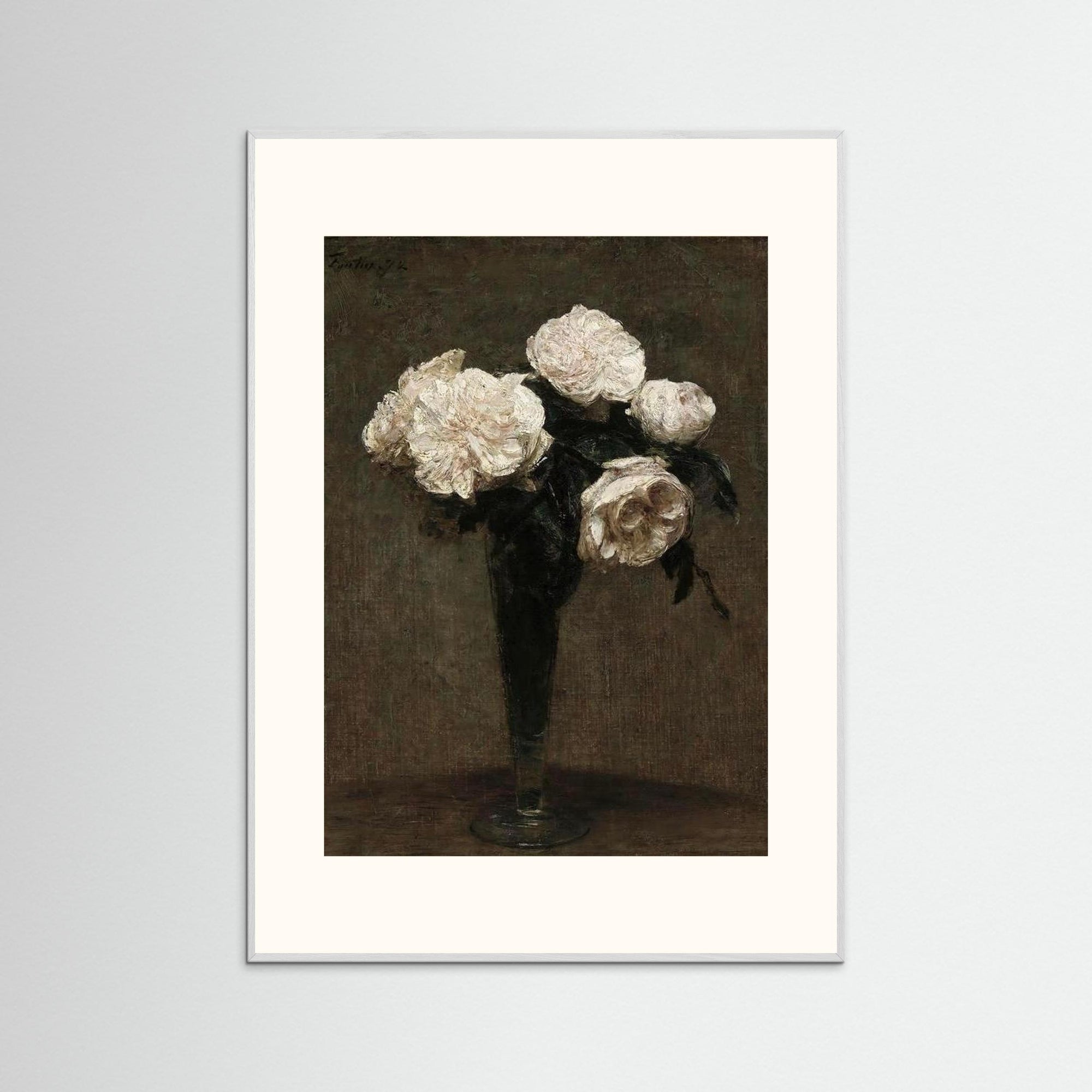 White Floral Vase Art Print White Wood Freja