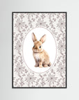 Vintage Style Botanical Bunny Art | Children's Room Decor Black Wood