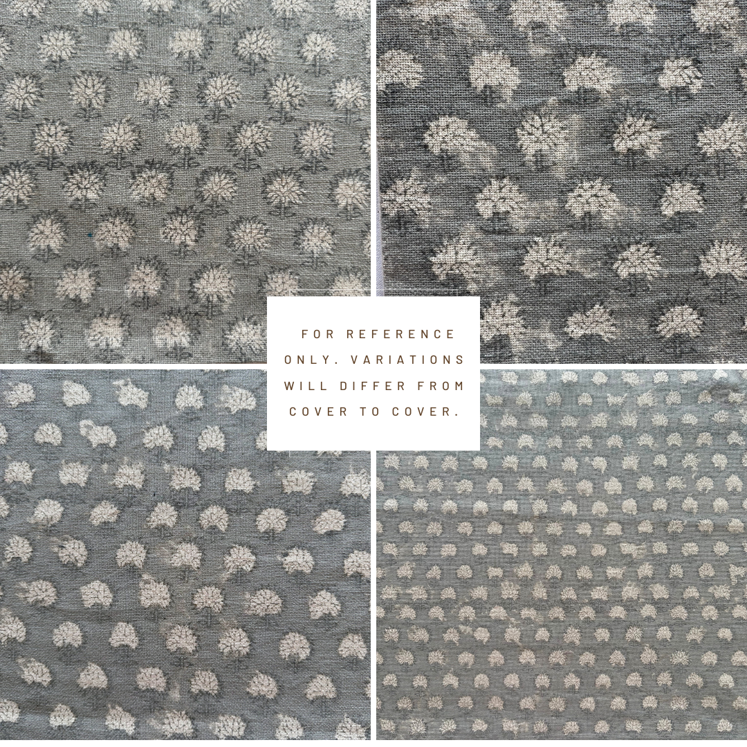 ** ARTISAN VARIATION ** Augustine Floral Block Printed Pillow Cover | Blue