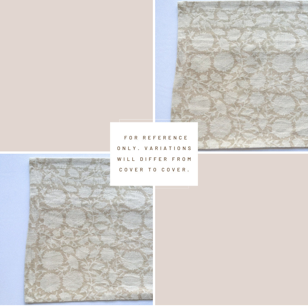 ** ARTISAN VARIATION ** Luana Floral Block Printed Pillow Cover | Beige/Brown | Lumbar