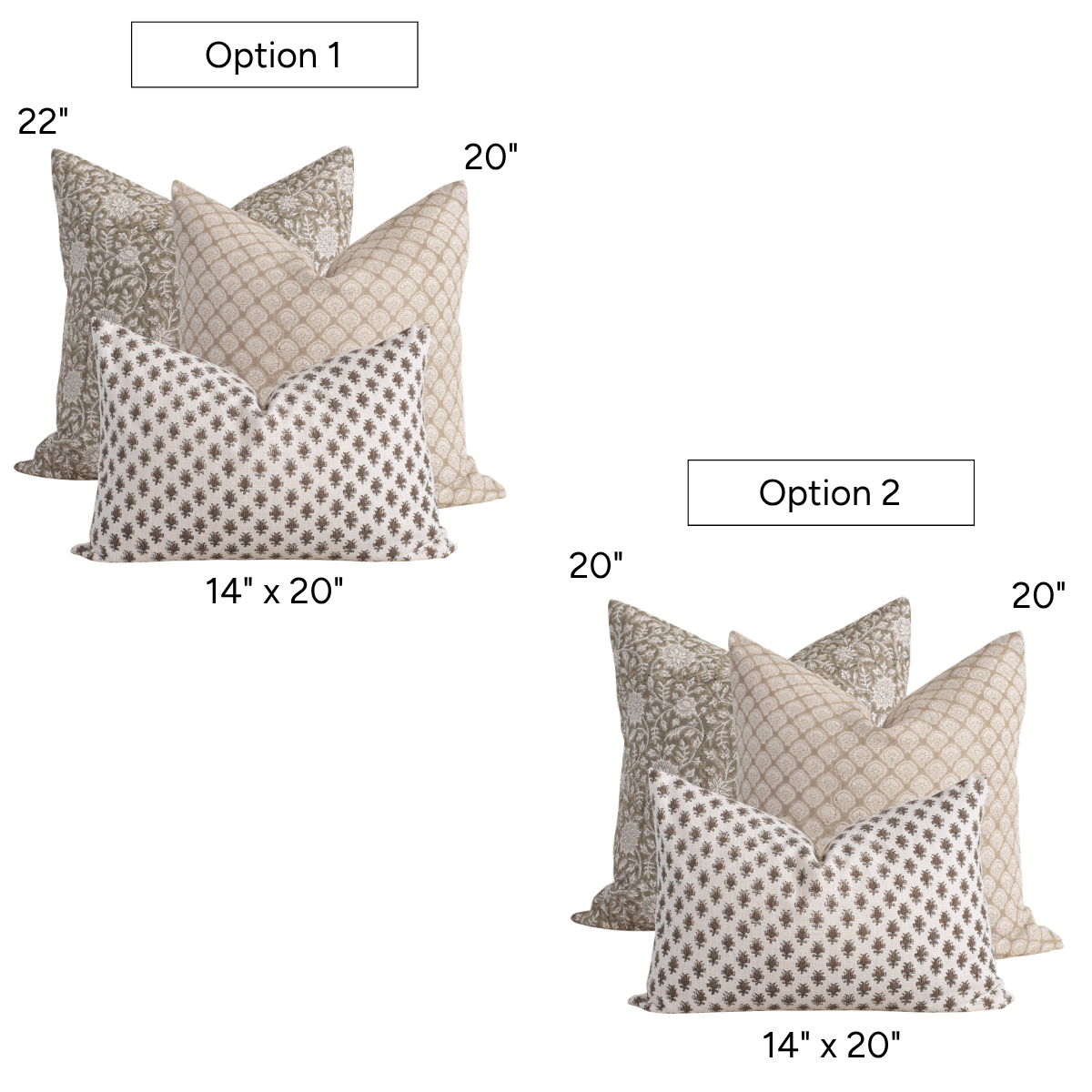 Harwich Pillow Combination | Set of Three Pillow Covers