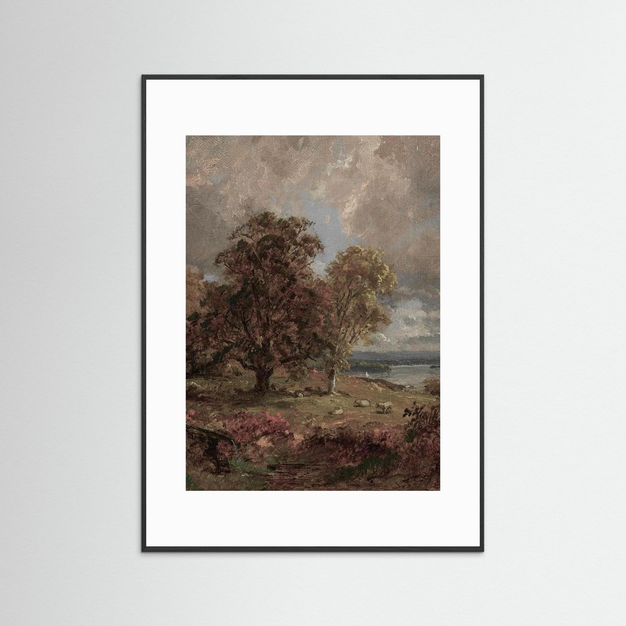 Autumn Landscape Art Print Black Wood White
