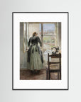 Seamstress by the Window Art Print Black Wood White