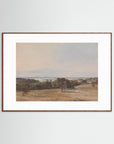Vintage Pastoral Landscape Art Print Oak Dark White