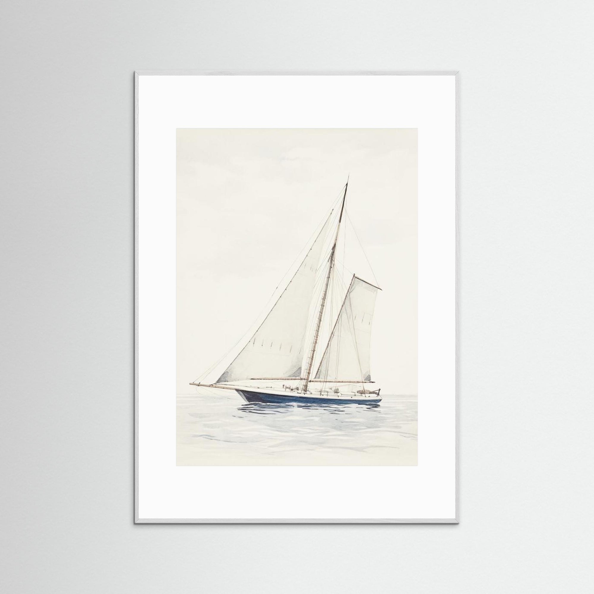 Sailboat Wall Art Print White Wood White