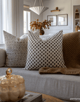 Cora Floral Block Printed Pillow Cover | Brown