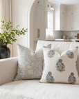 Etta Floral Block Printed Pillow Cover | Blue, Green
