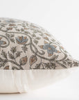 Juliette Floral Block Printed Pillow Cover | Blue, Mustard