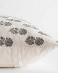 Lark Floral Block Printed Pillow Cover | Blue | Lumbar