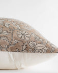 Arlet Floral Block Printed Pillow Cover | Light Brown