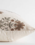Veda Floral Block Printed Pillow Cover | Brown, Green