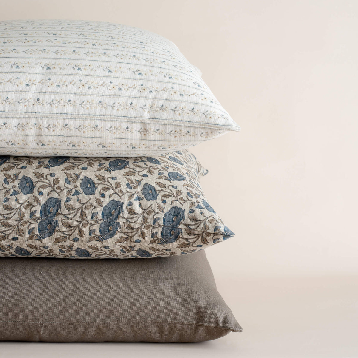 Willa Blue Floral Stripe Pillow Cover