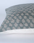 Luna Floral Block Printed Pillow Cover | Blue | Lumbar