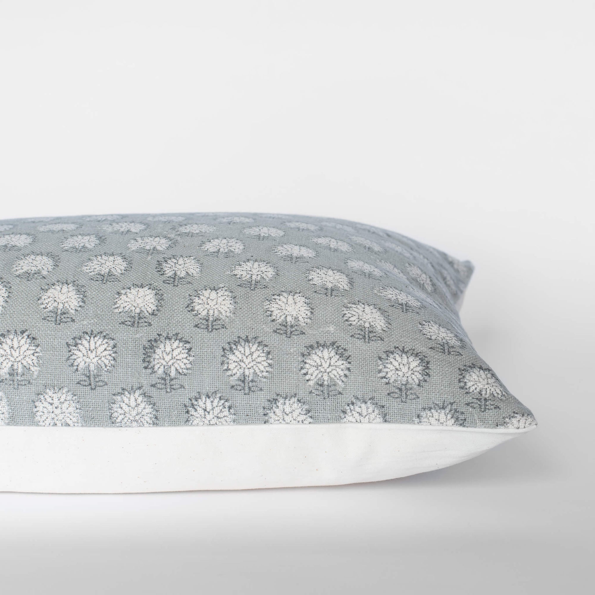 **FLAWED** Augustine Floral Block Printed Pillow Cover | Blue | Lumbar