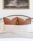 Marie Floral Block Printed Pillow Cover | Brown Peach/Salmon | Lumbar