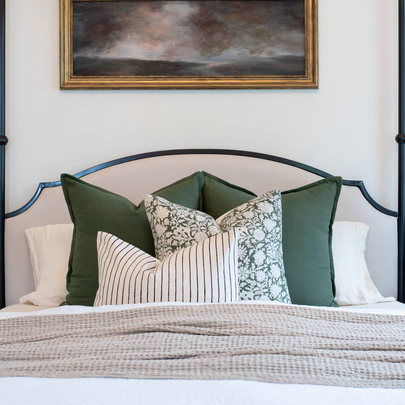 **FLAWED** Córdoba Striped Block Printed Pillow Cover | Black | Lumbar