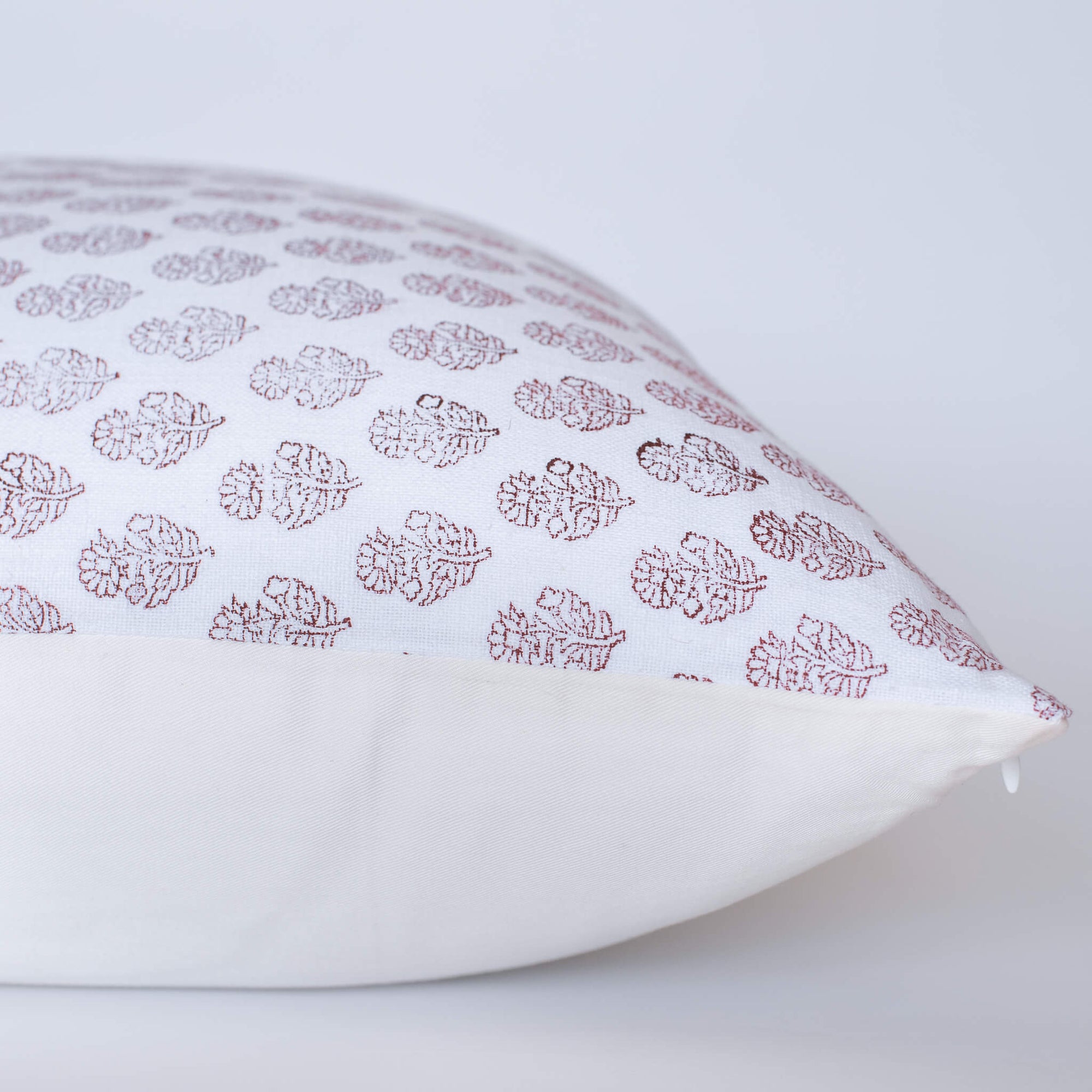 Lucie Floral Block Printed Pillow Cover | Burgundy