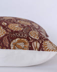 Lena Floral Block Printed Pillow Cover | Burgundy, Mustard, Rosy Brown
