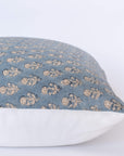 Ives Floral Block Printed Pillow Cover | Blue