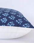 Amara Floral Block Printed Pillow Cover | Blue