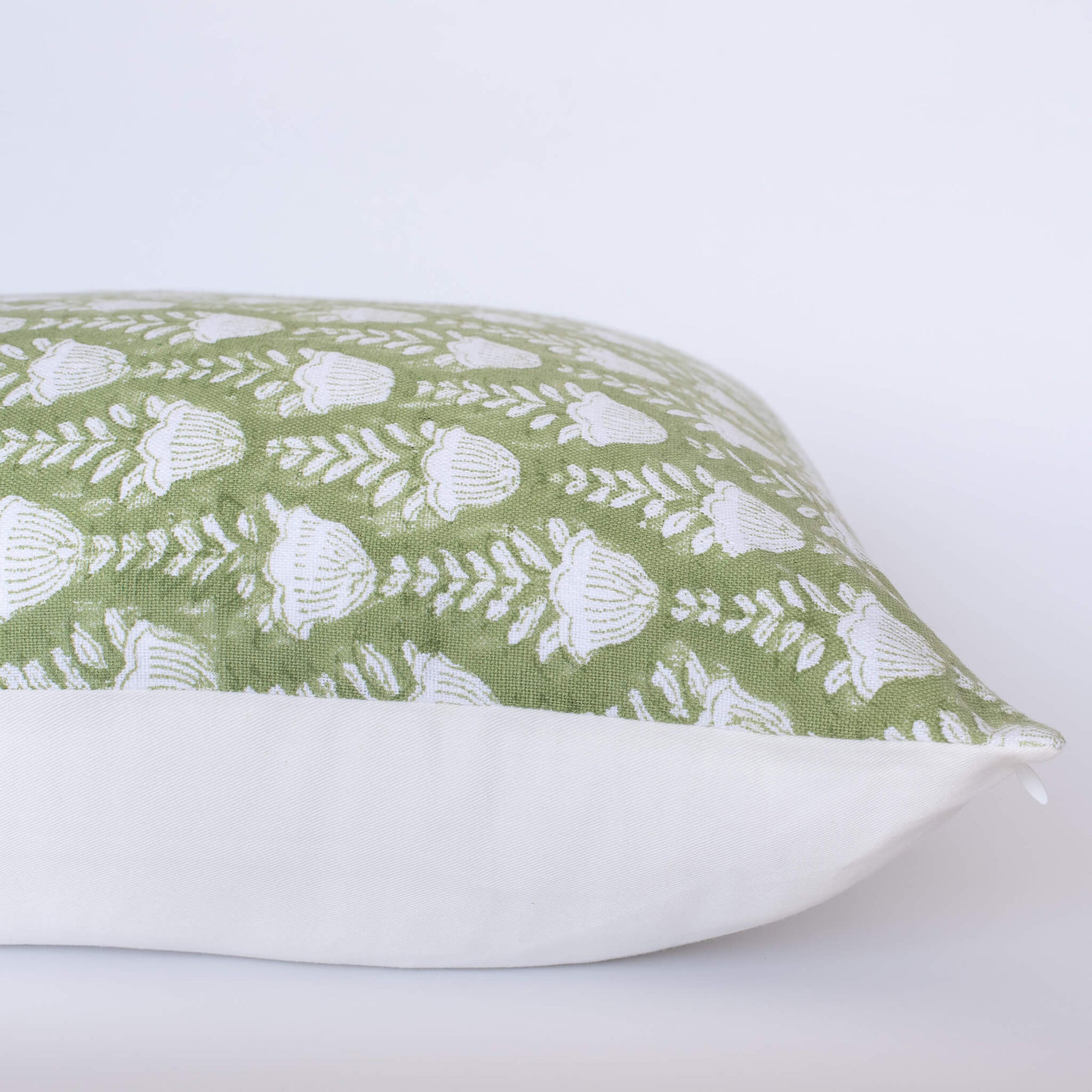 Irving Floral Block Printed Pillow Cover | Green