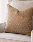 Amber Floral Block Printed Pillow Cover | Dark Mustard/Brown