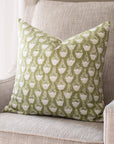 Irving Floral Block Printed Pillow Cover | Green