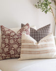 Gia Floral Block Printed Pillow Cover | Burgundy
