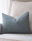 Eva Floral Block Printed Pillow Cover | Blue | Lumbar