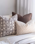 Laurel Floral Block Printed Pillow Cover | Chocolate Brown