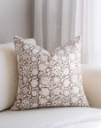 Dara Floral Block Printed Pillow Cover | Grey