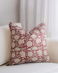 Gia Floral Block Printed Pillow Cover | Burgundy