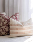 Gia Floral Block Printed Pillow Cover | Burgundy