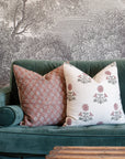 Kay Floral Block Printed Pillow Cover | Rust