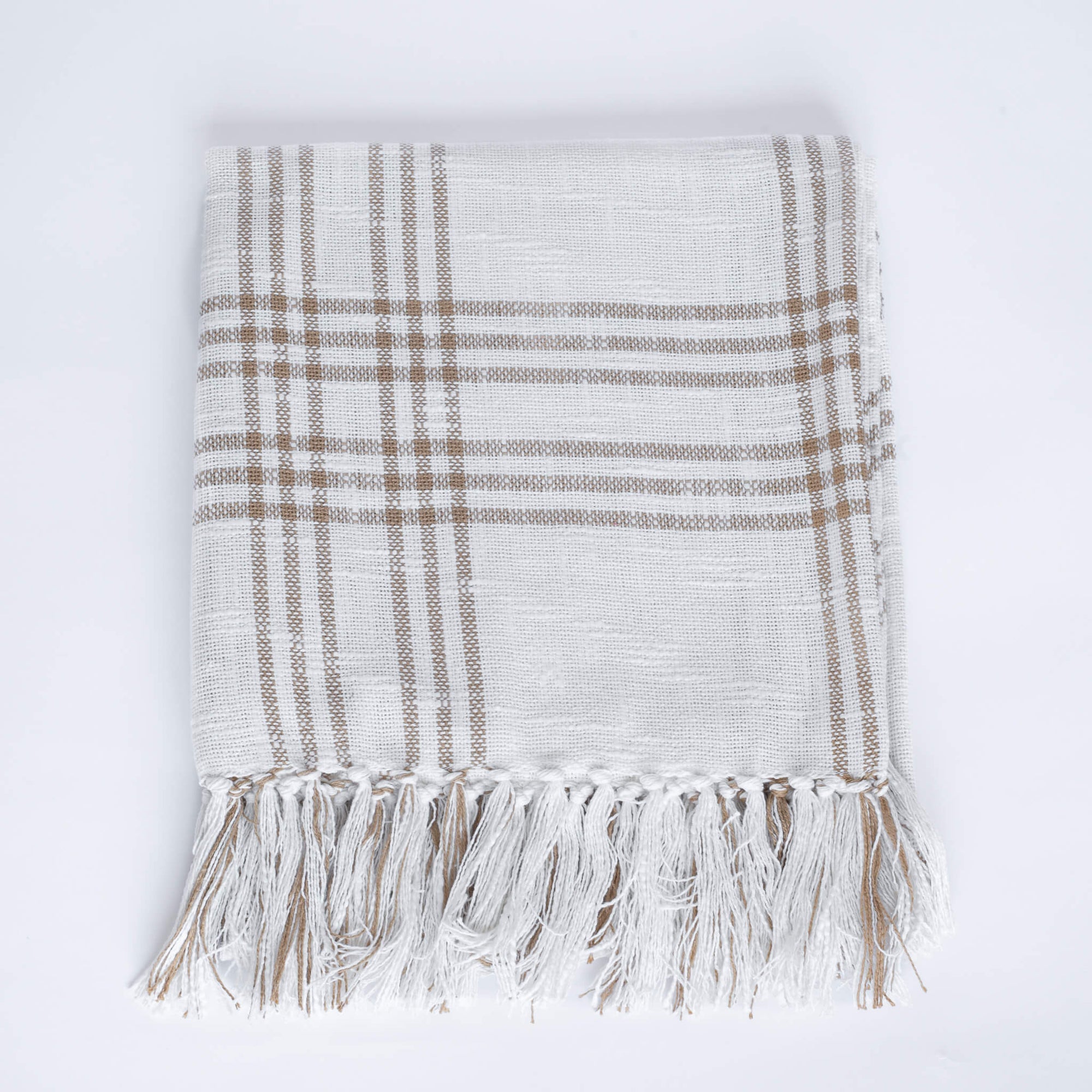 Margot Throw Blanket | White, Mustard