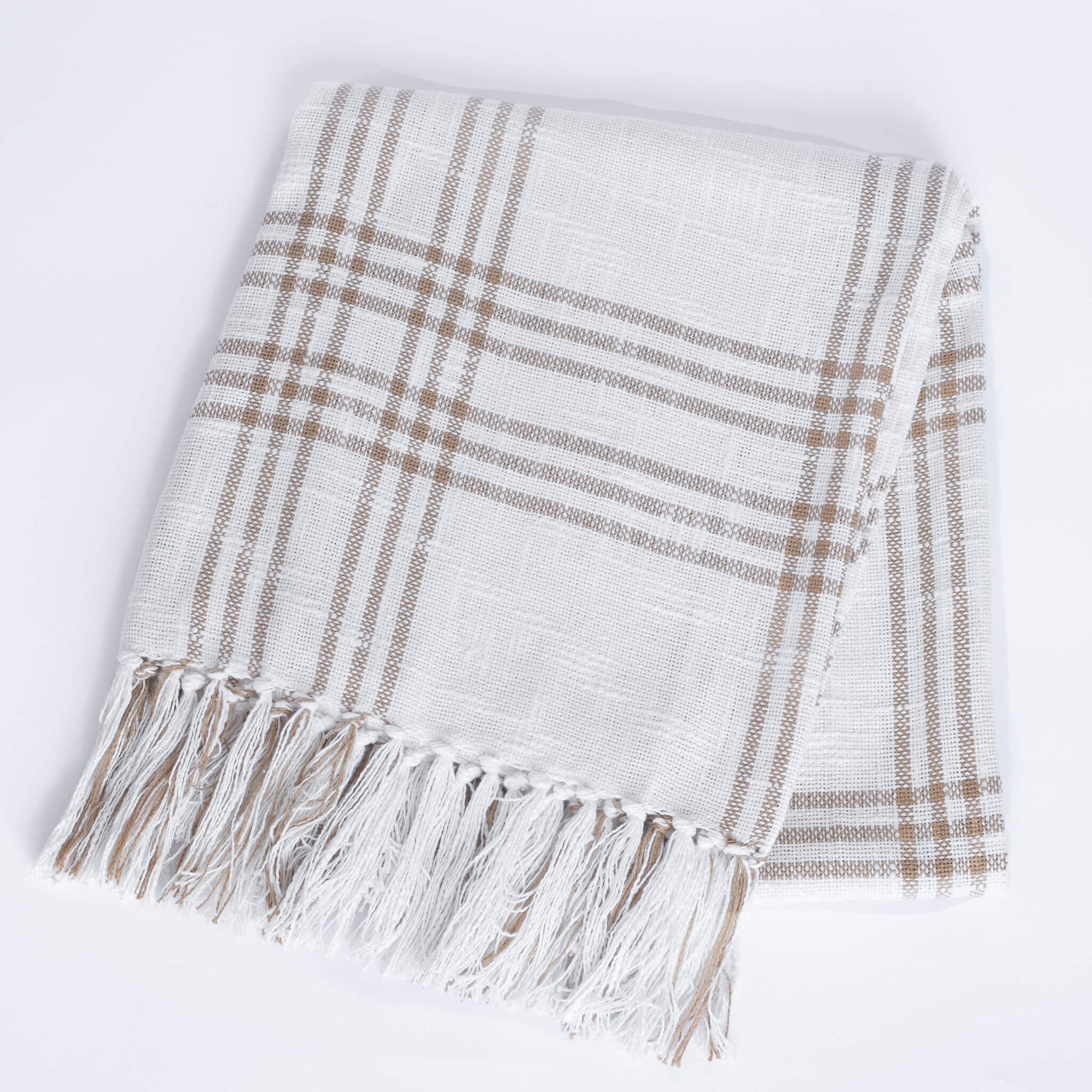 Margot Throw Blanket | White, Mustard