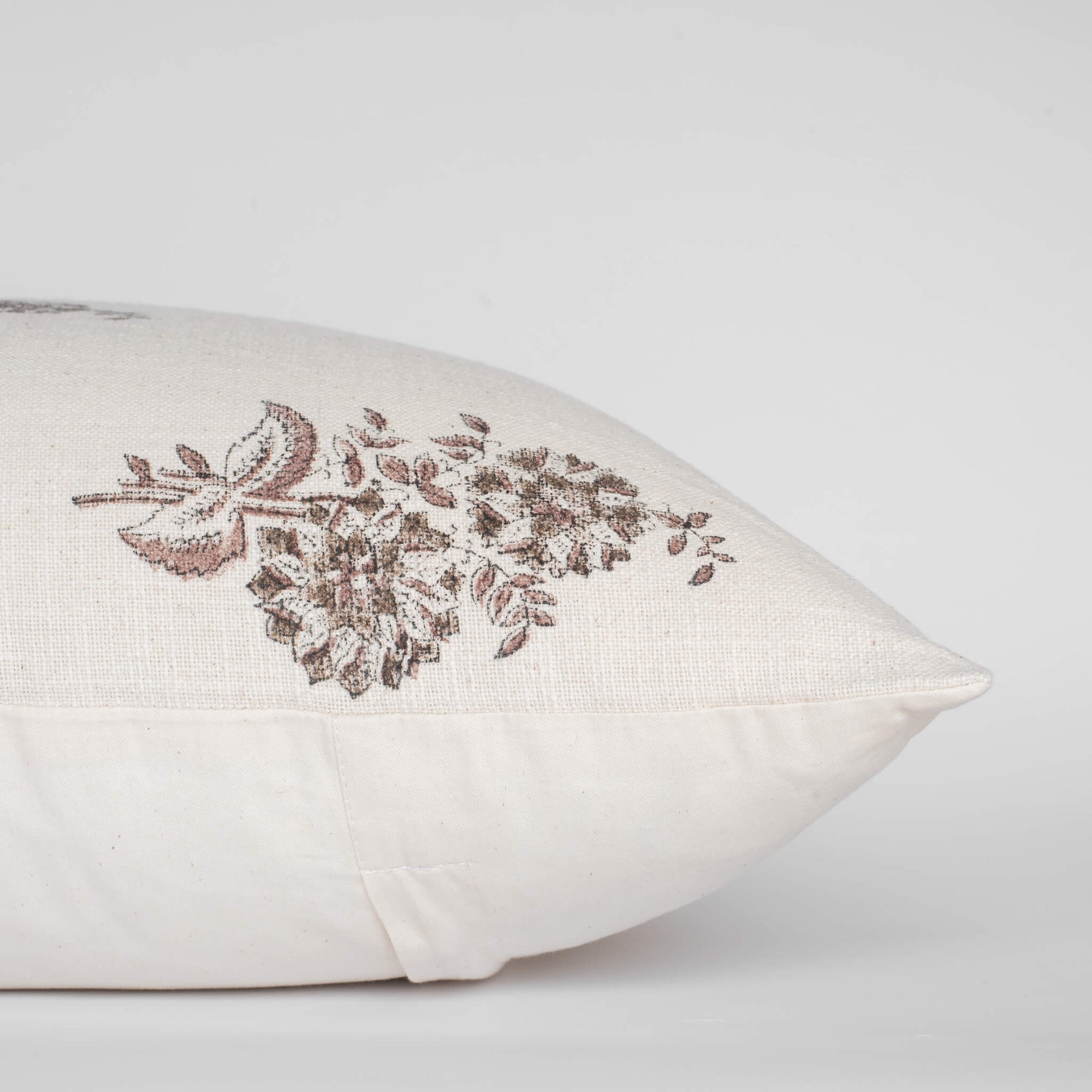 Marisol Floral Block Printed Pillow Cover | Brown