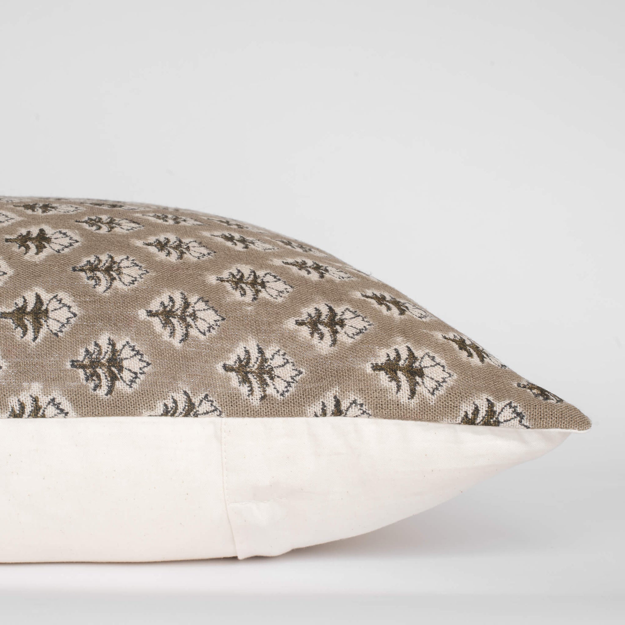 Rhea Floral Block Printed Pillow Cover | Mustard