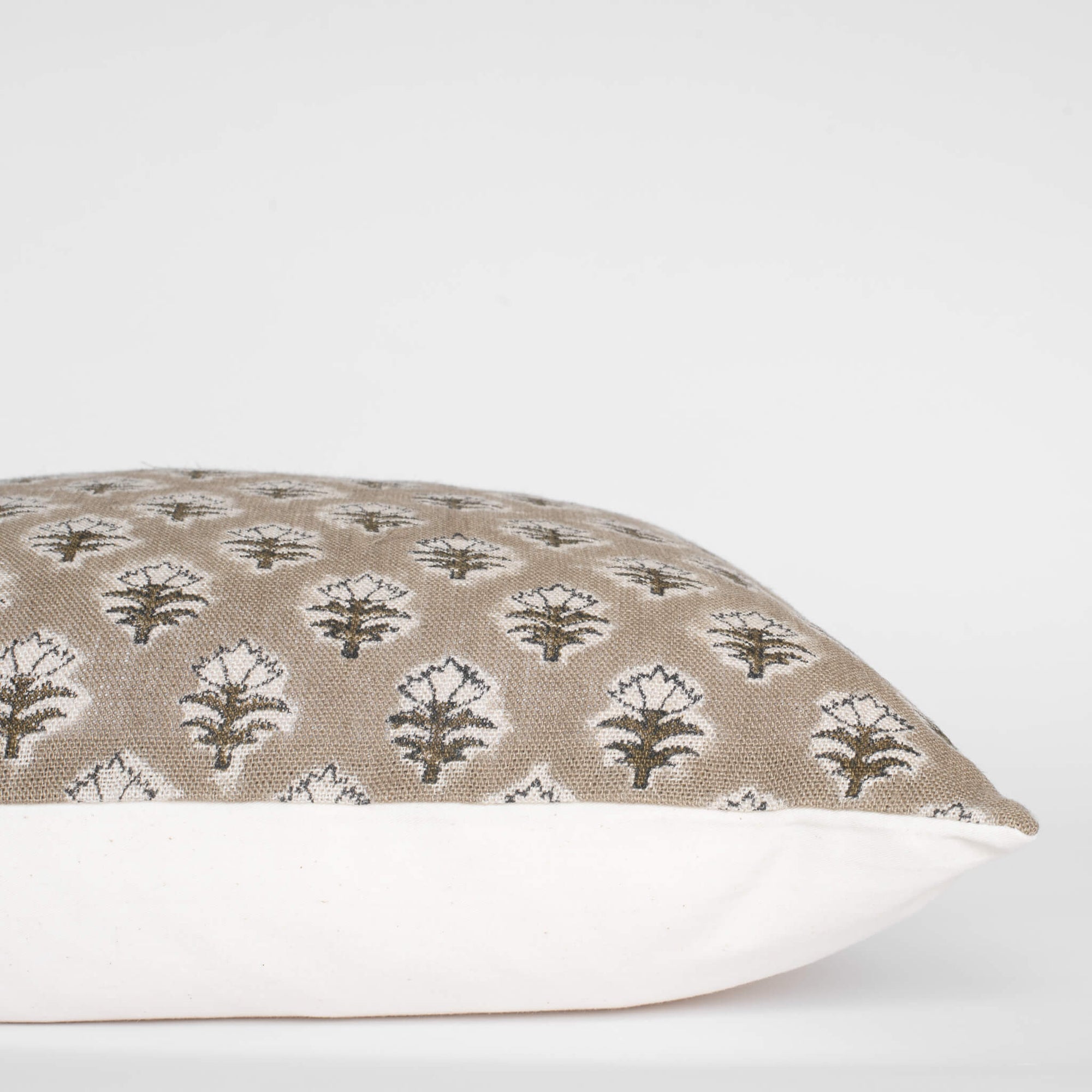 Rhea Floral Block Printed Pillow Cover | Mustard | Long Lumbar