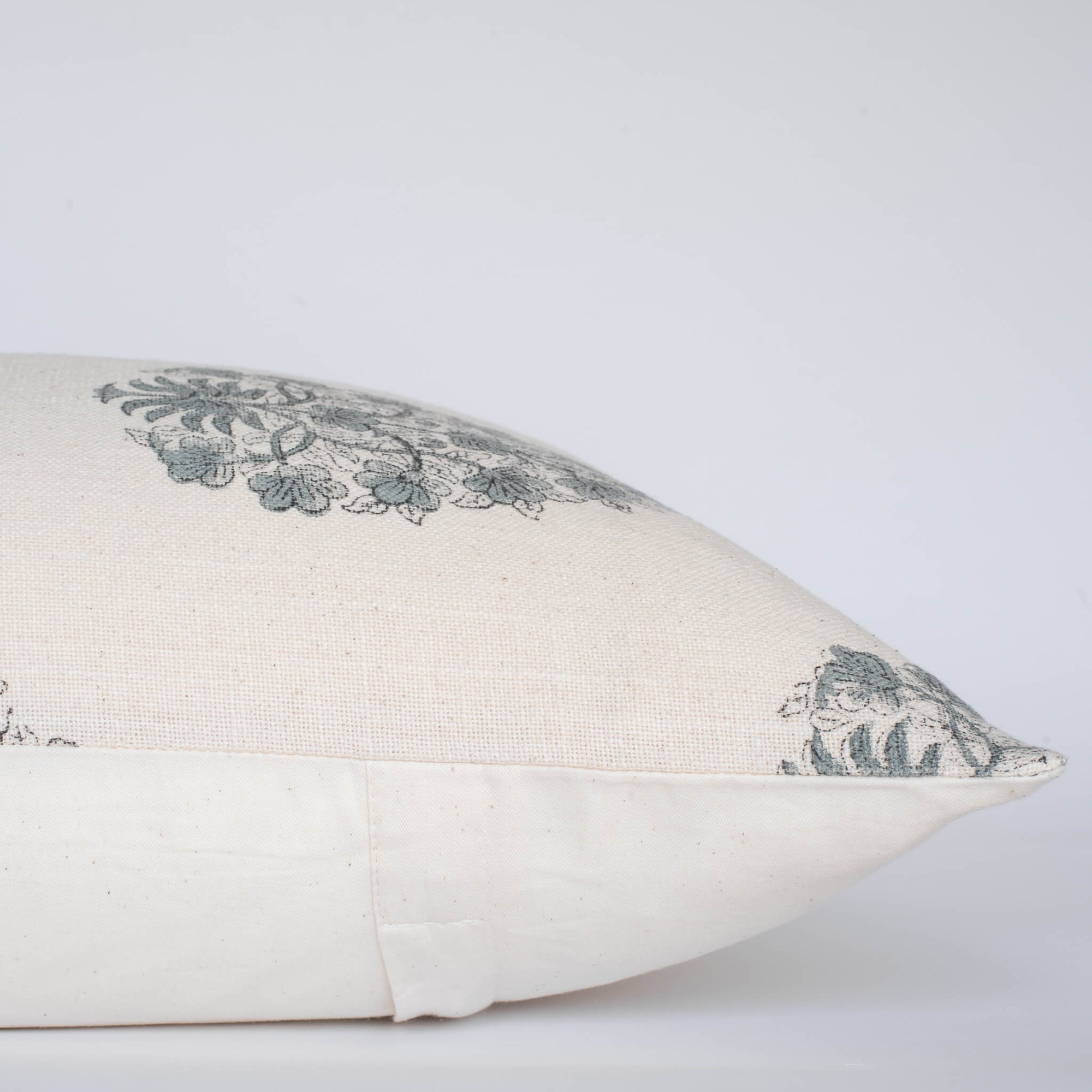 Capri Floral Block Printed Pillow Cover | Blue