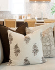 Marisol Floral Block Printed Pillow Cover | Brown