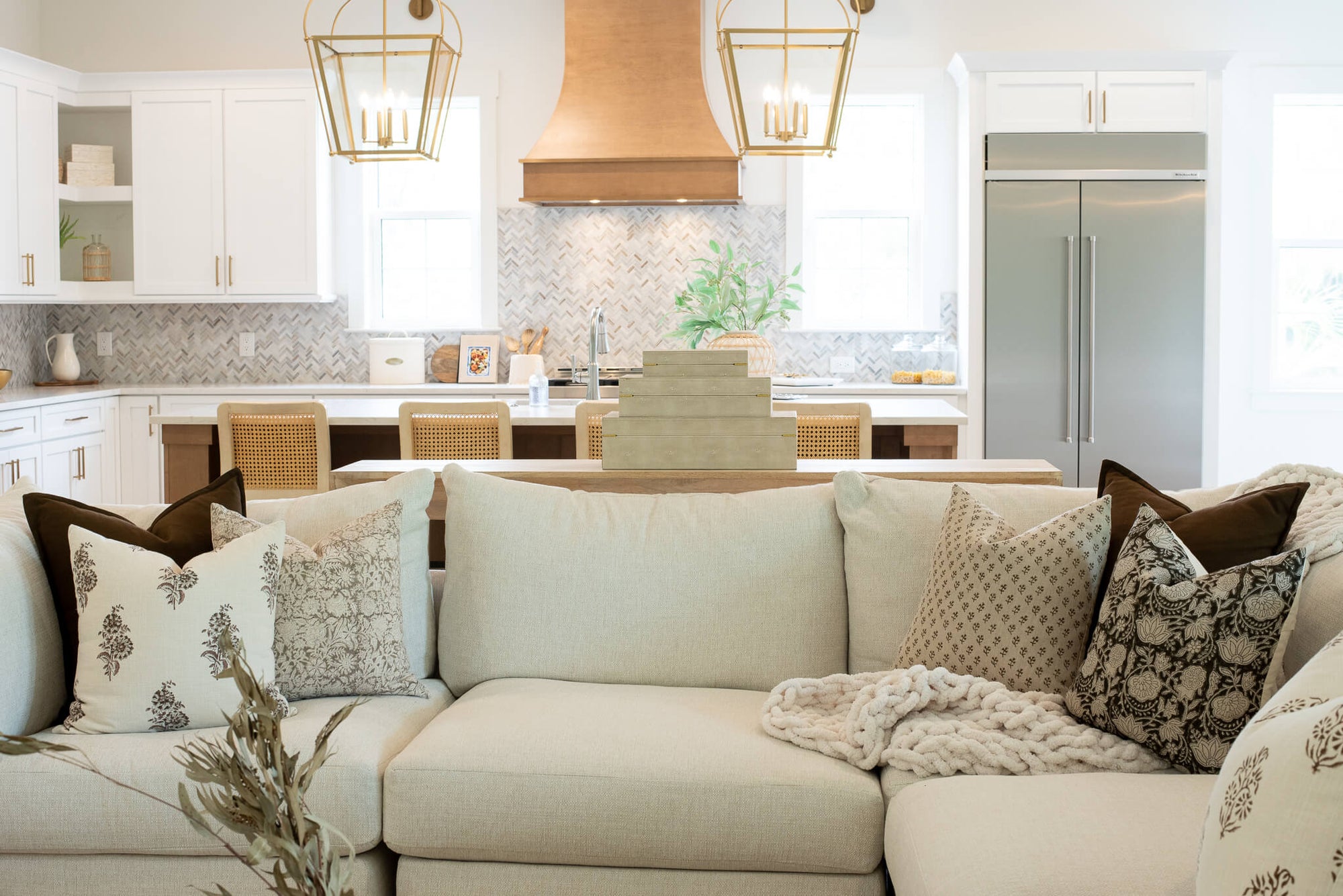 Tierra Block Printed Pillow Cover | Brown