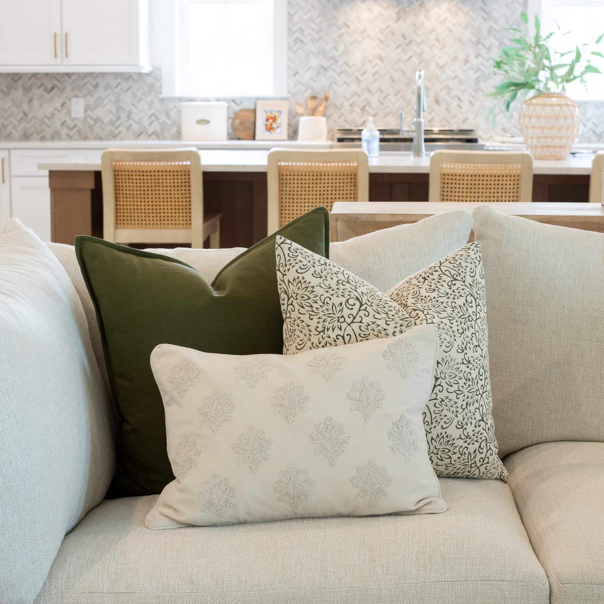 Arden Embroidered Pillow Cover | Natural | Lumbar