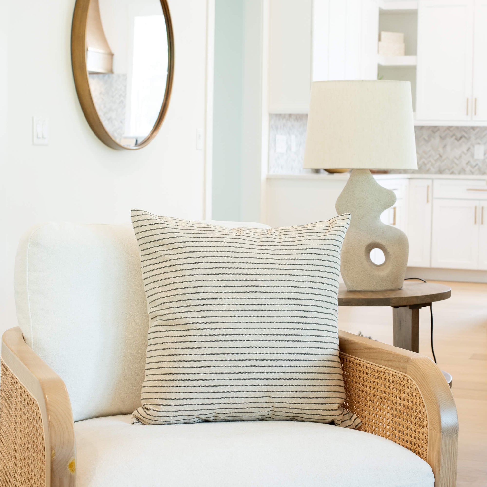 Fina Striped Pillow Cover | Cream, Black