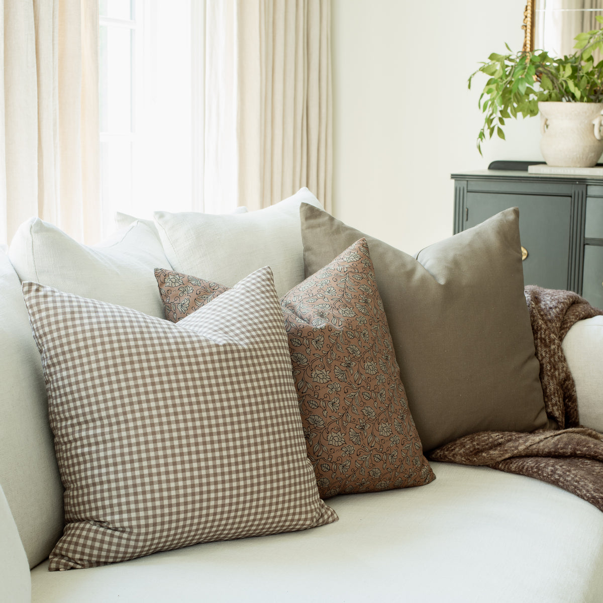 Odette Terracotta Botanical Pillow Cover