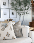 Leila Floral Block Printed Pillow Cover | Olive Green