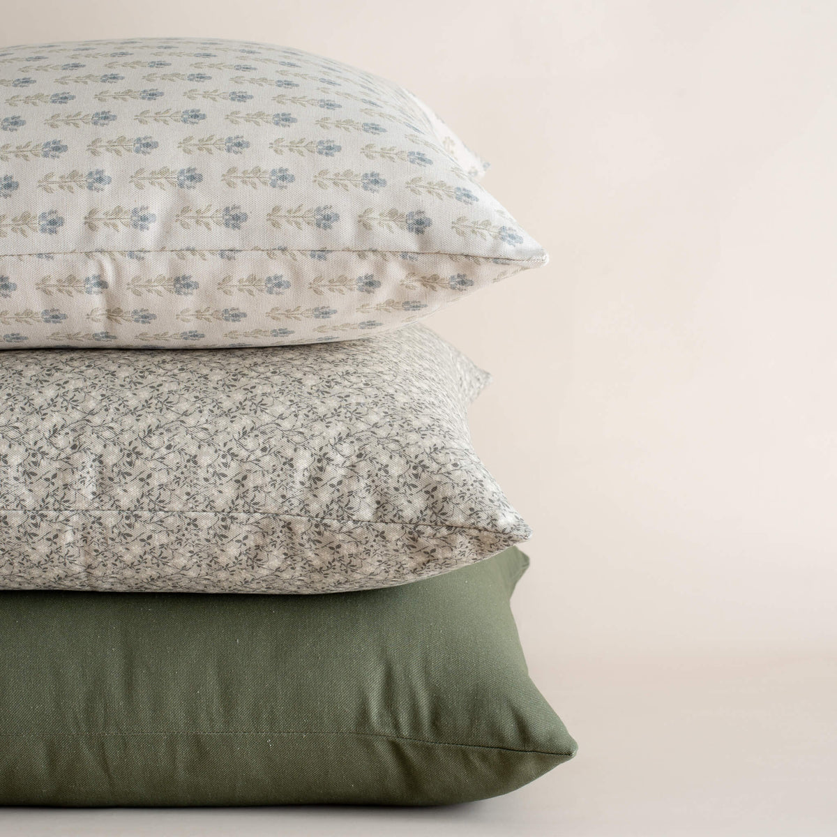 Leme Olive Green Cotton Pillow Cover