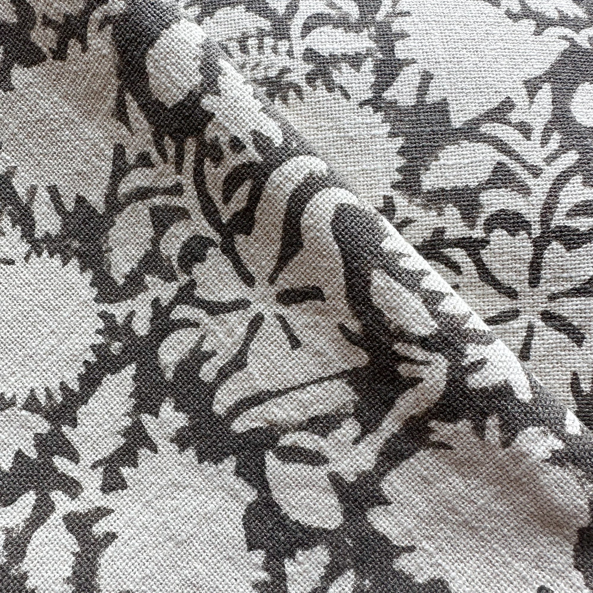 Dara Floral Block Printed Pillow Cover | Dark Grey
